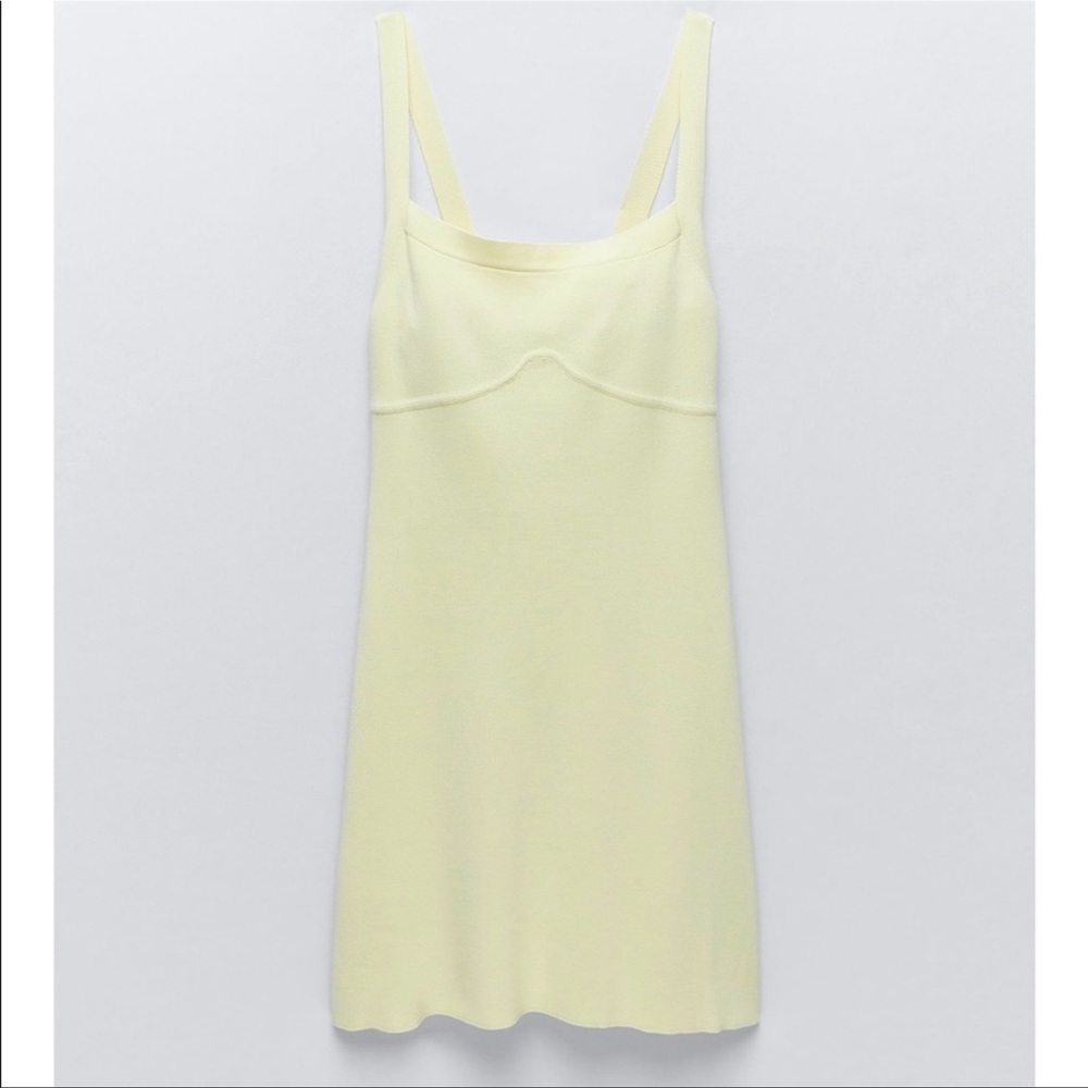 Zara Knit Dress with Straps - Pastel Yellow, size S